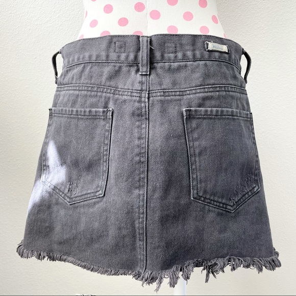 Brandy Melville Distressed Raw Black Denim Skirt - Picture 3 of 7